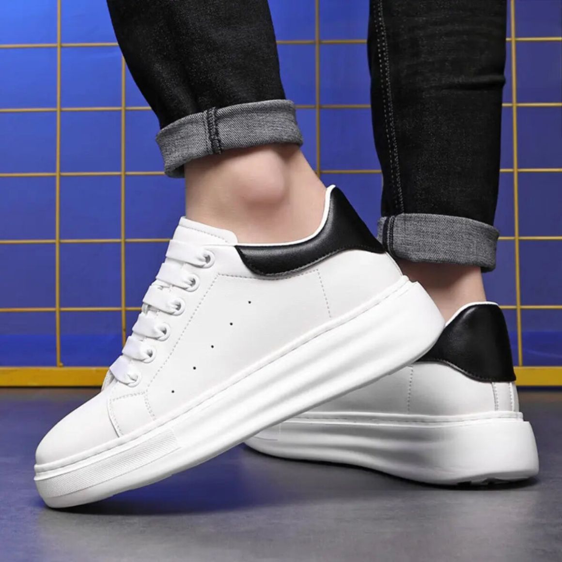 Montra - 8cm (3") – Men's Elevator Shoes (Height Increasing, Hidden Lift) – Black & White