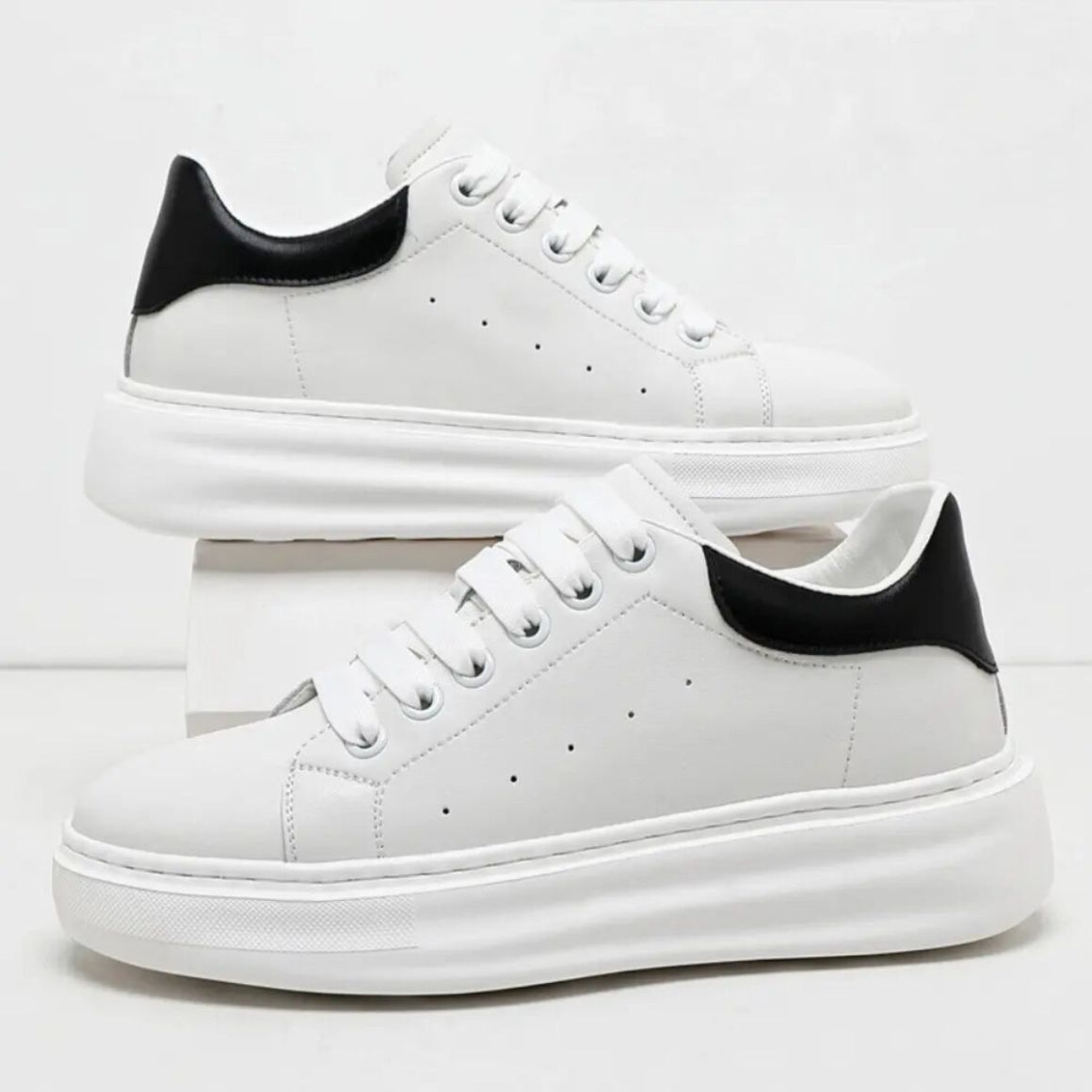 Montra - 8cm (3") – Men's Elevator Shoes (Height Increasing, Hidden Lift) – Black & White
