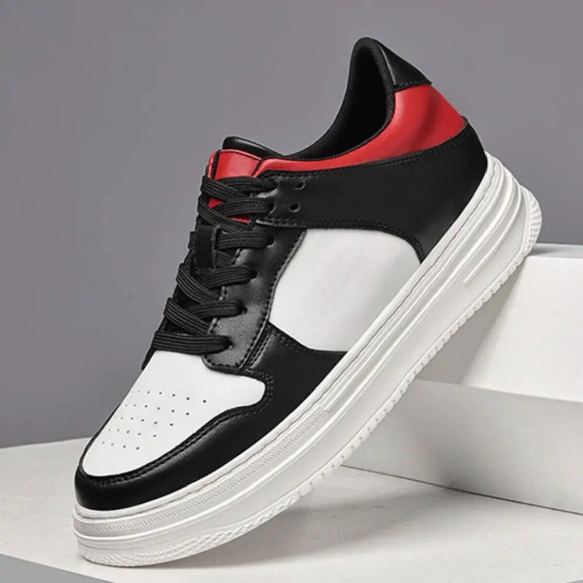 Daxon - 8cm (3") – Men's Elevator Shoes (Height Increasing, Hidden Lift) – White/Red
