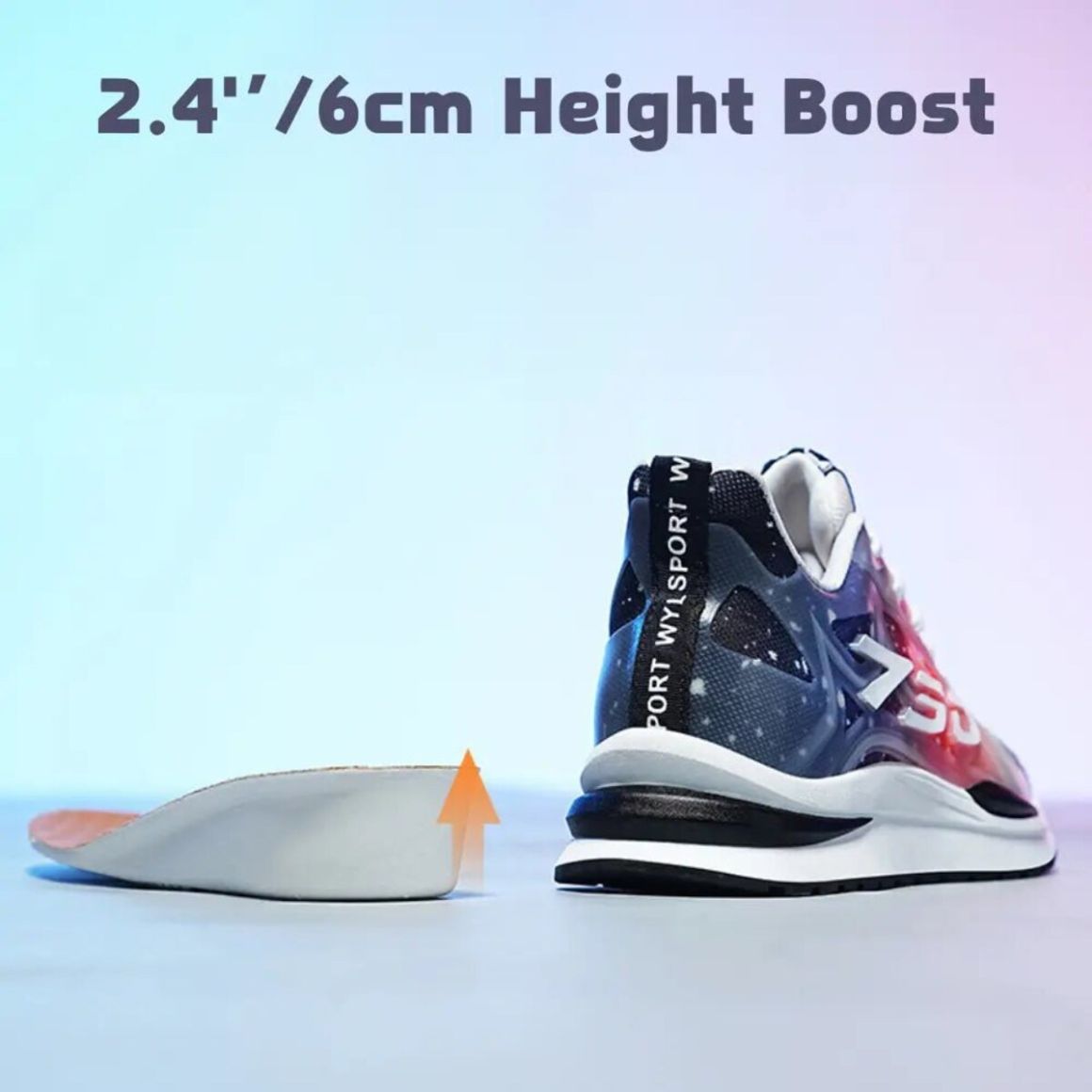 Lumi 750 - 8cm (3") – Men's Elevator Shoes (Height Increasing, Hidden Lift) – Blue & Red