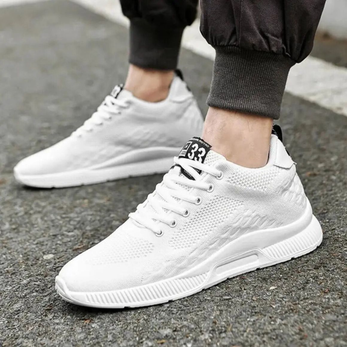 Stride 33 - 7cm (2.7") – Men's Elevator Shoes (Height Increasing, Hidden Lift) – White