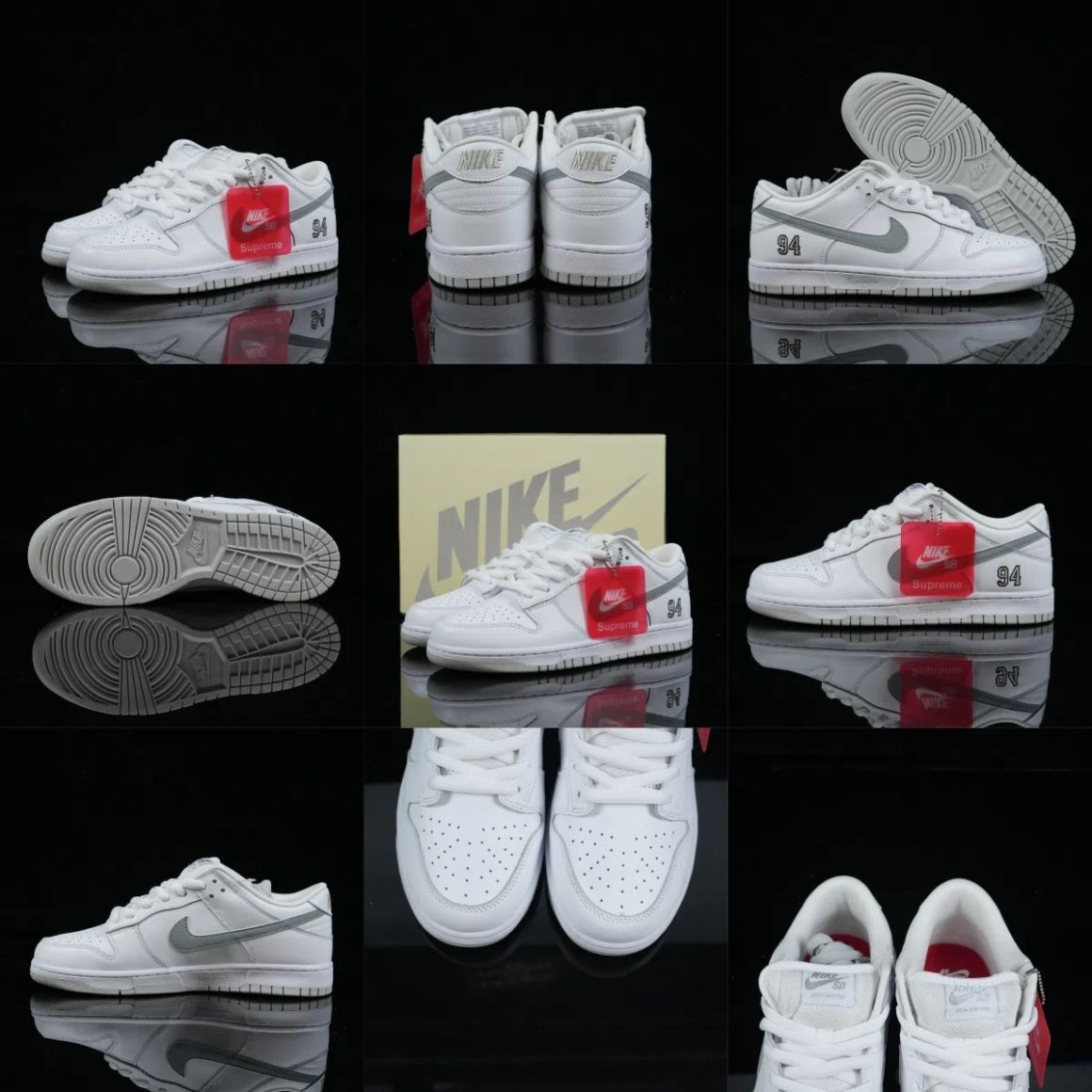 Supreme x Dunk Low SB 'White Metallic Silver' HQ8487-100