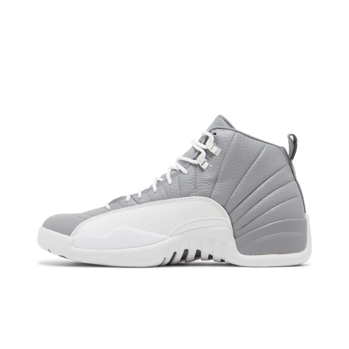 Air Jordan 12 Retro Stealth Mid Top Basketball Sneakers - Grey/White