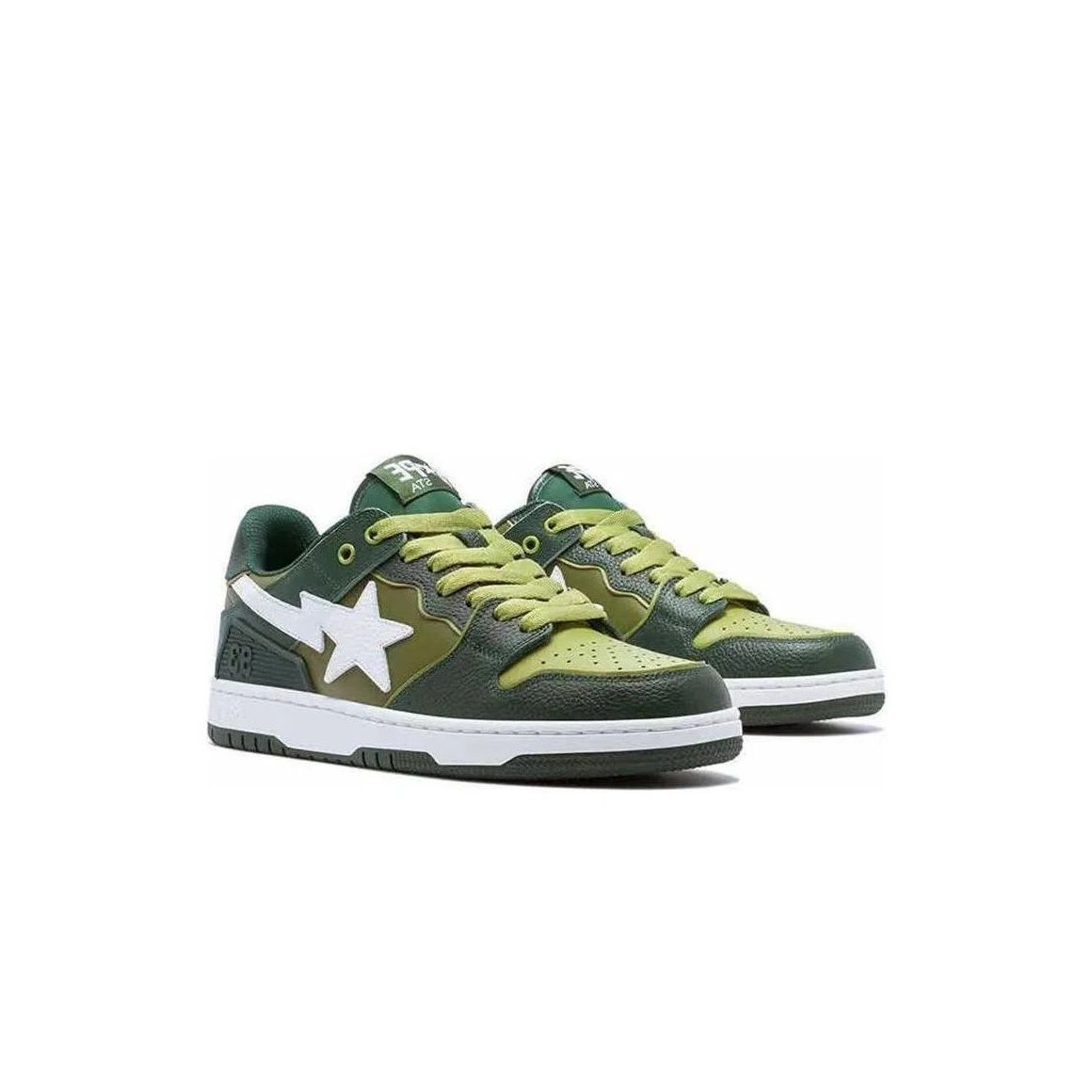 SK8 Sta Green White | Stylish Skate Sneakers - White / Green / Black