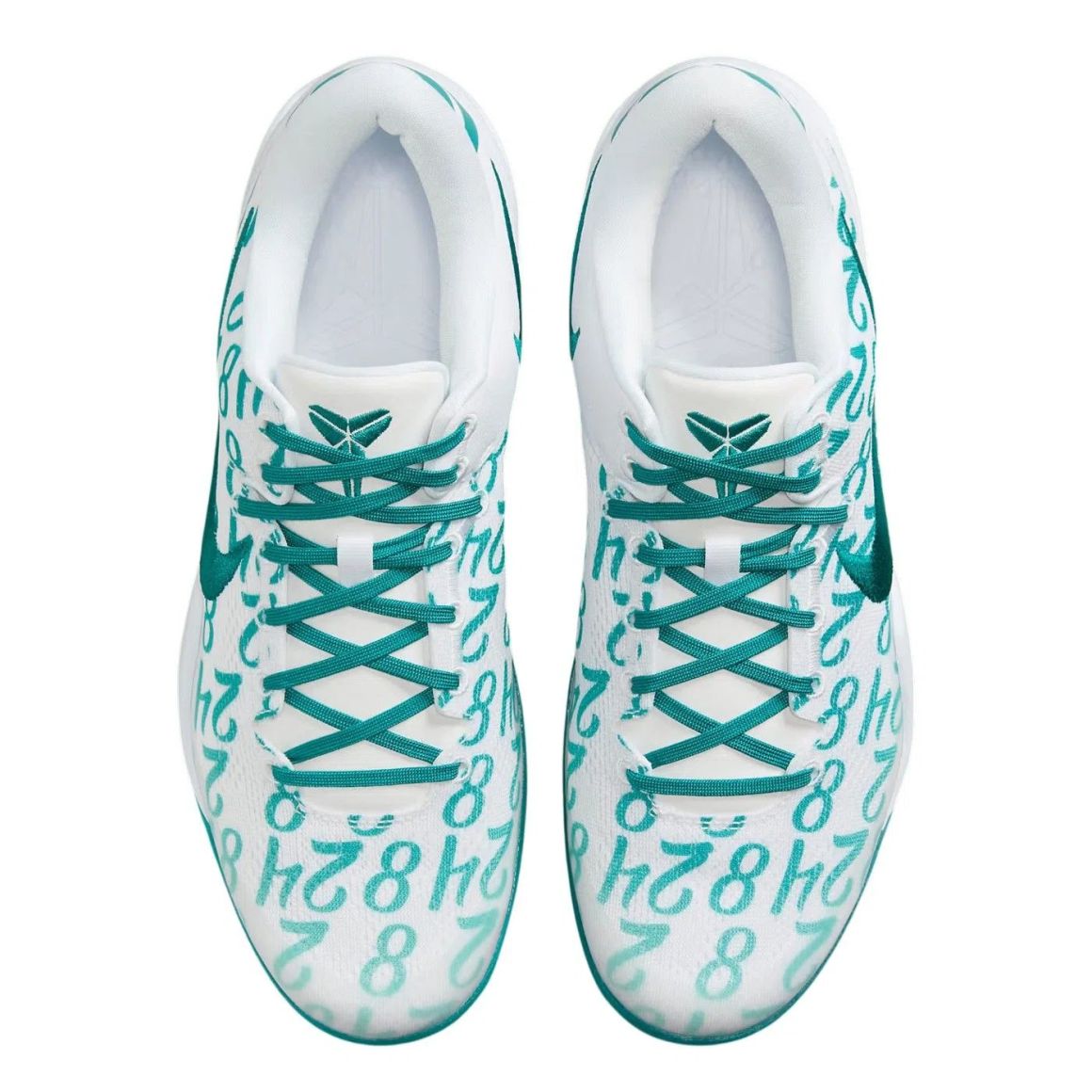 Kobe 8 Protro Low Top Basketball Sneakers - White/Radiant Emerald