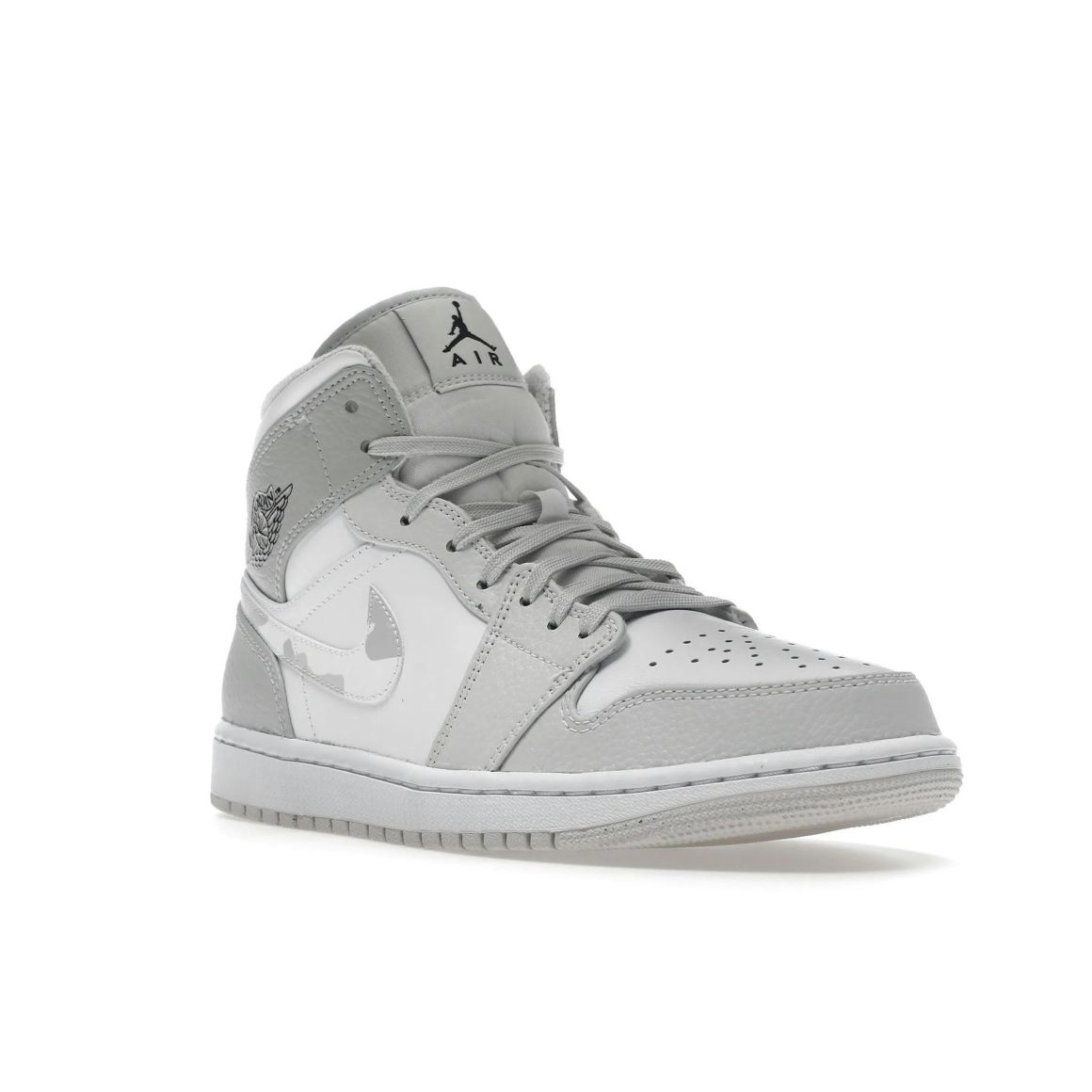 Jordan 1 Mid Grey Camo - Stylish Camouflage Mid Top Sneakers - Grey Camo / Dark Grey / White