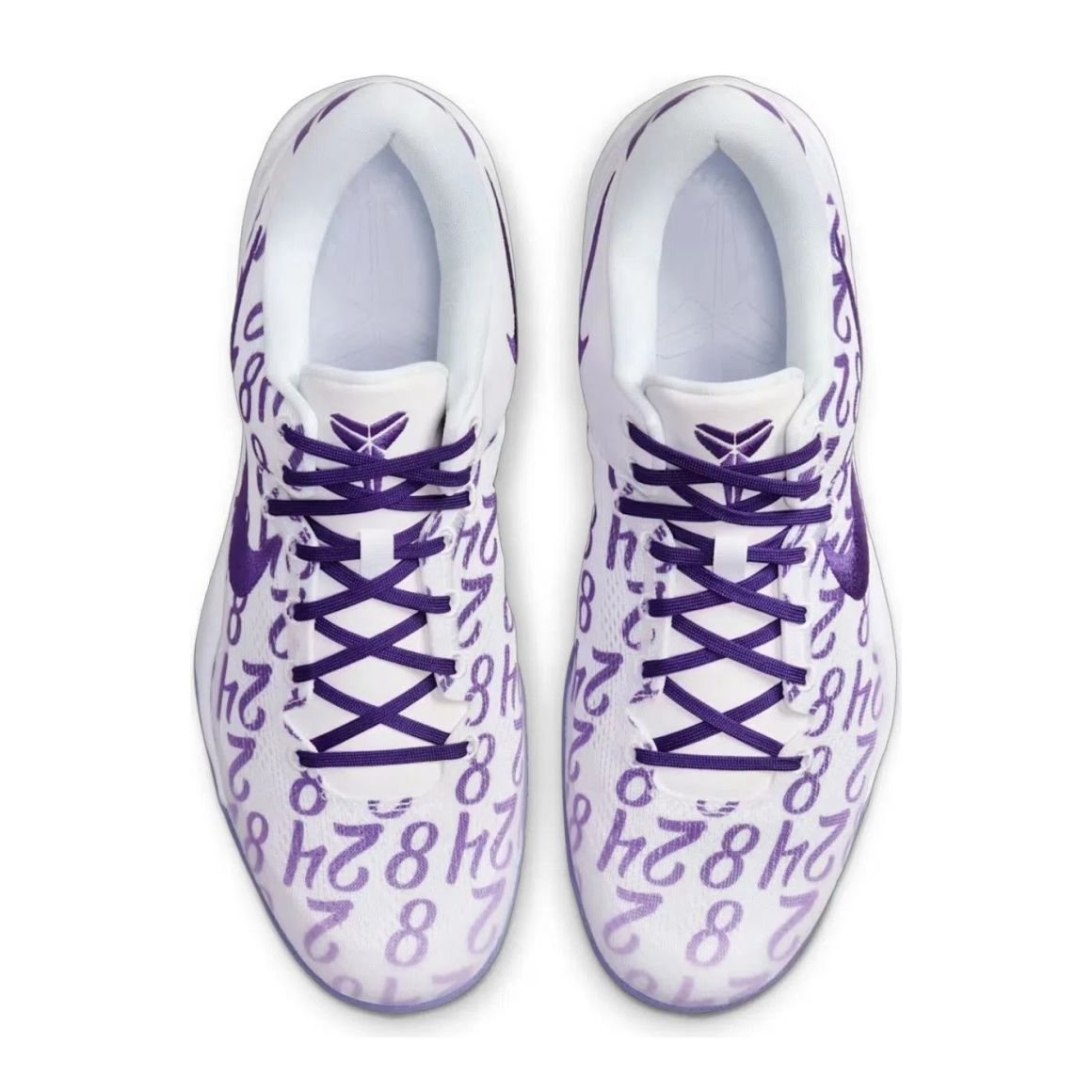 Kobe 8 Protro Low Top Basketball Sneakers - White/Court Purple