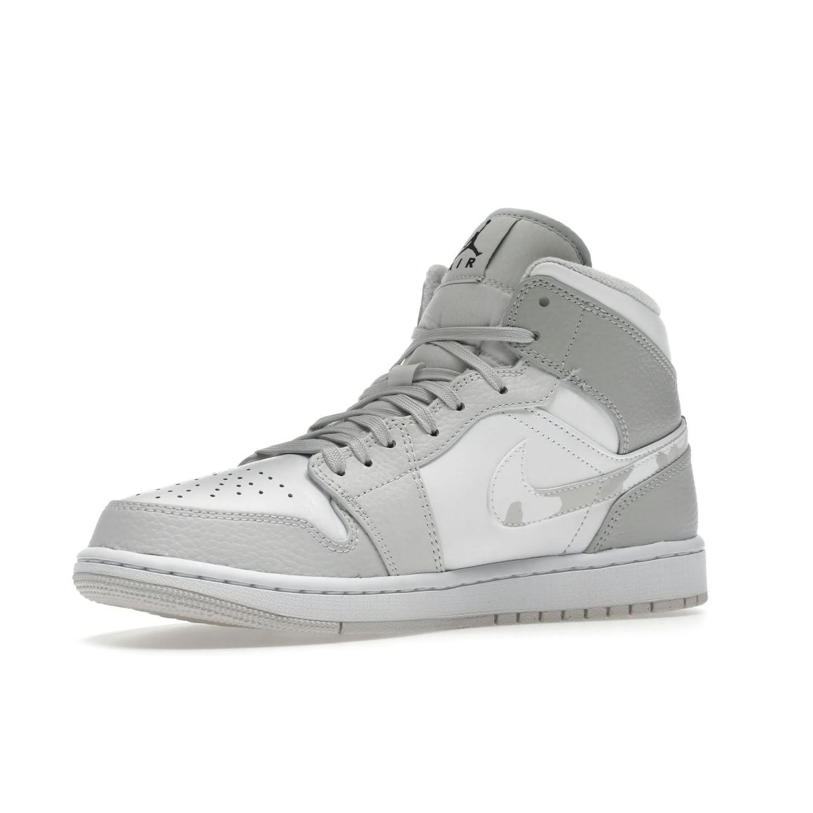 Jordan 1 Mid Grey Camo - Stylish Camouflage Mid Top Sneakers - Grey Camo / Dark Grey / White