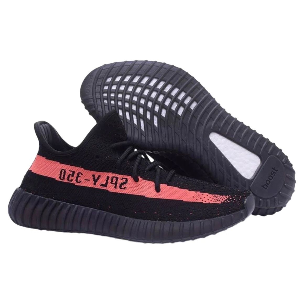 Boost 350 V2 Low Top Lifestyle Running Sneakers - Core Black Red