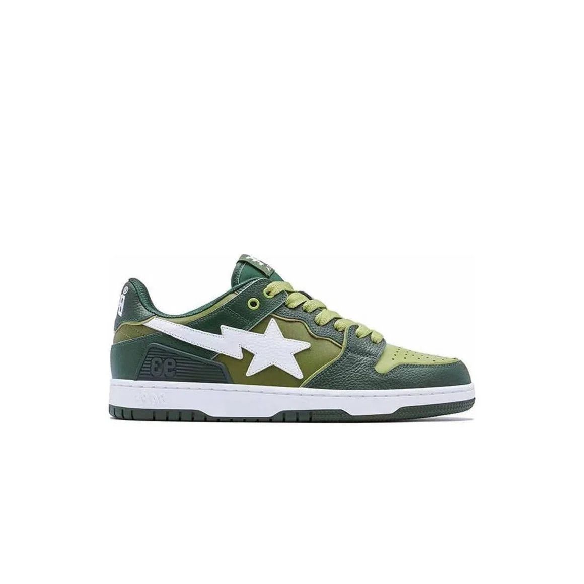 SK8 Sta Green White | Stylish Skate Sneakers - White / Green / Black