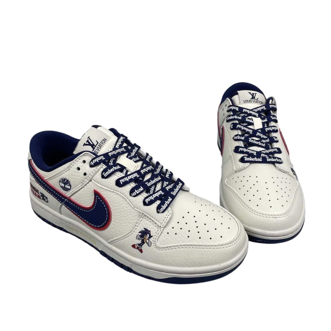 Dunk Low Casual Skate Shoes – Limited Lifestyle Skate Sneaker - Sail/Navy Blue