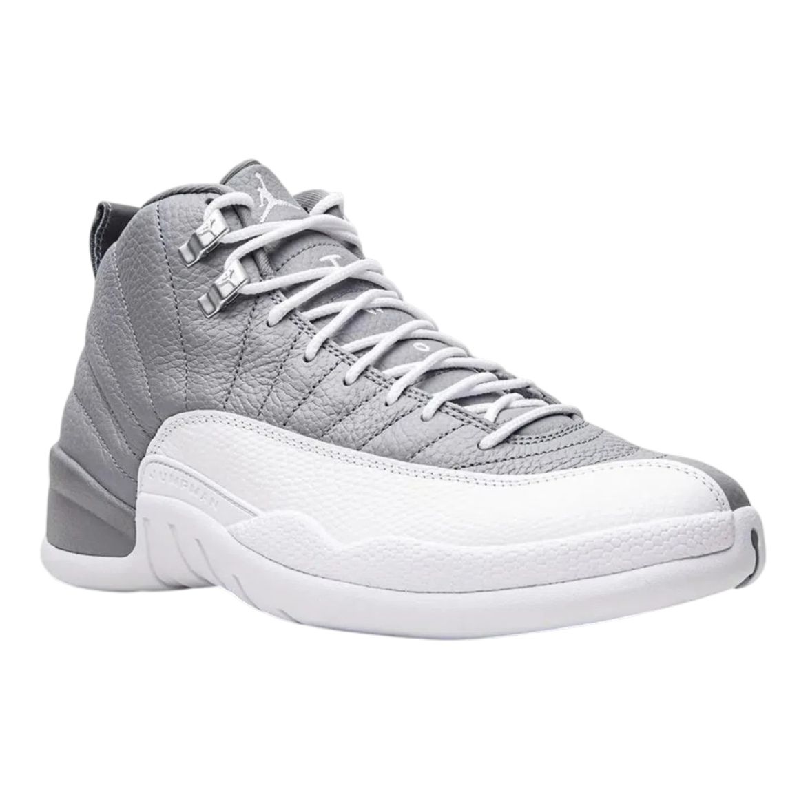 Air Jordan 12 Retro Stealth Mid Top Basketball Sneakers - Grey/White