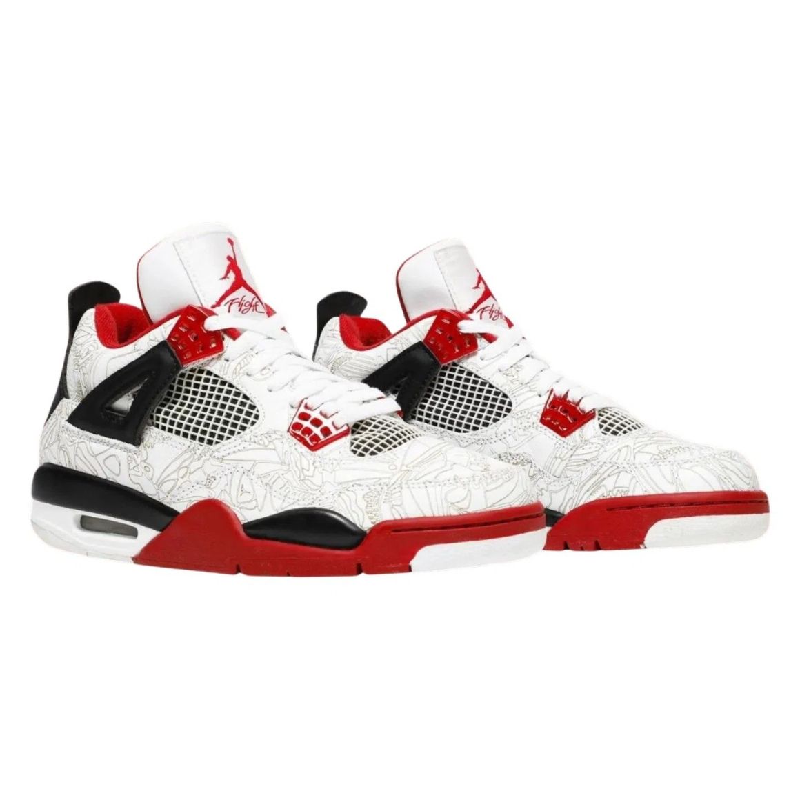 Air Jordan 4 Laser Basketball Sneakers - White/Multi-Color