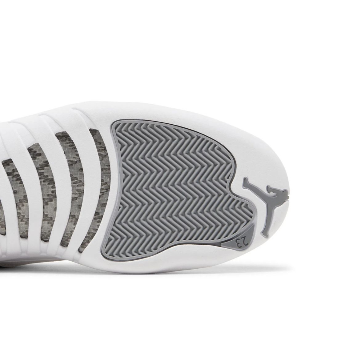 Air Jordan 12 Retro Stealth Mid Top Basketball Sneakers - Grey/White