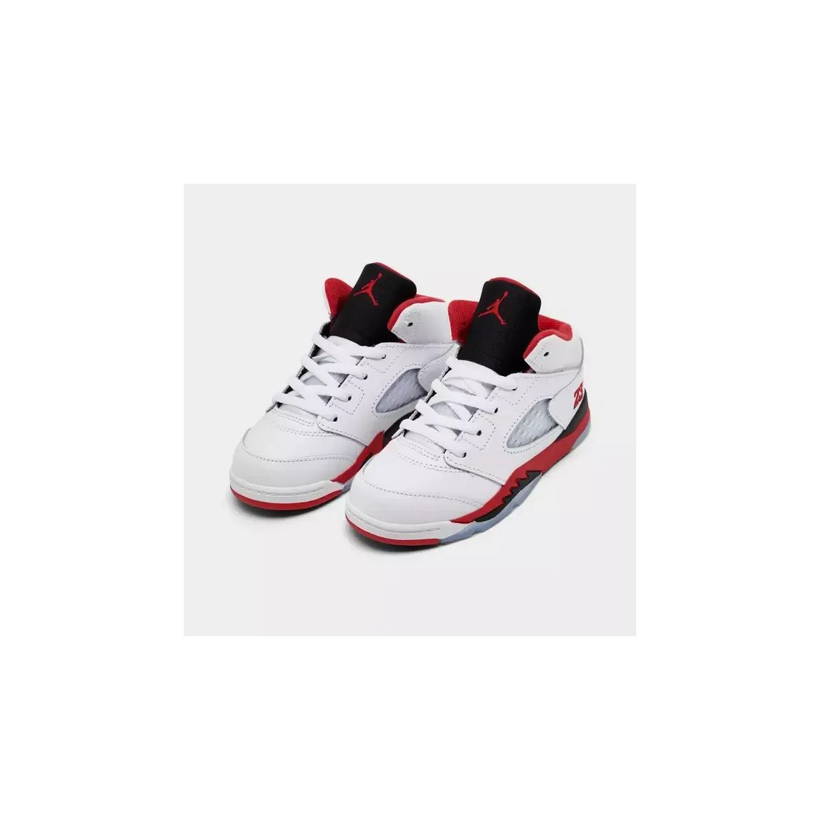 Air Jordan 5 Retro "Fire Red Black Tongue" - Classic Heritage High-Top Model - White/Fire Red