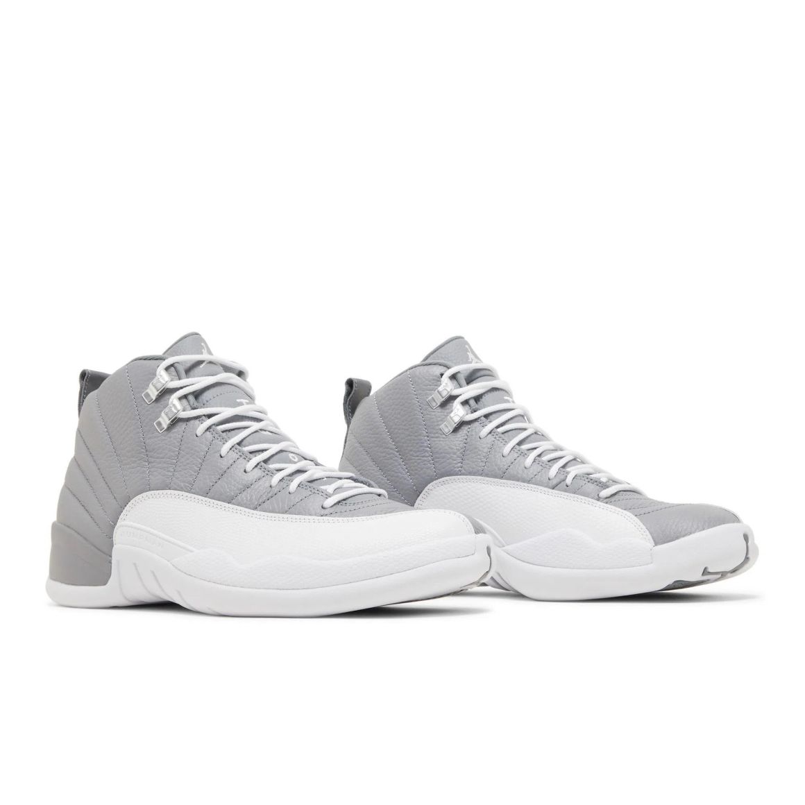 Air Jordan 12 Retro Stealth Mid Top Basketball Sneakers - Grey/White