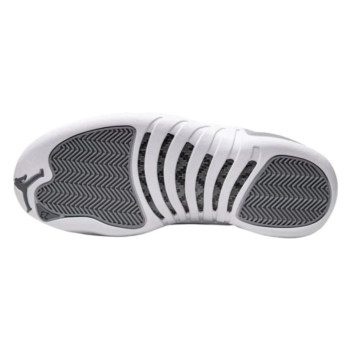 Air Jordan 12 Retro Stealth Mid Top Basketball Sneakers - Grey/White