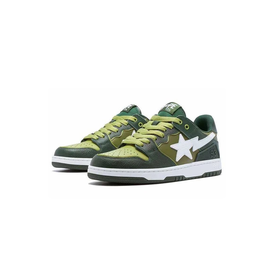 SK8 Sta Green White | Stylish Skate Sneakers - White / Green / Black