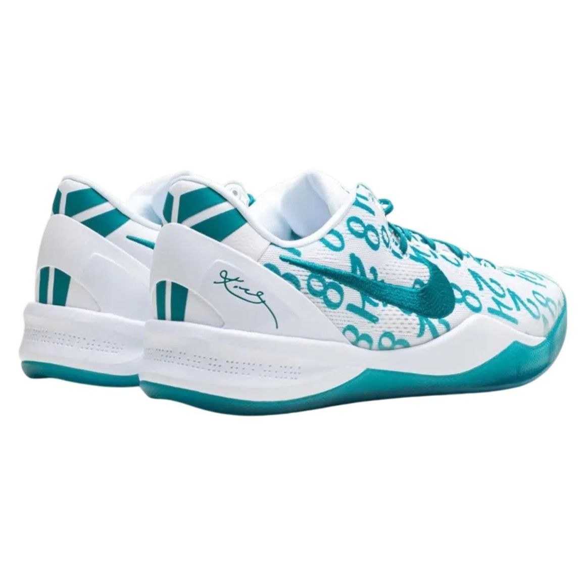 Kobe 8 Protro Low Top Basketball Sneakers - White/Radiant Emerald