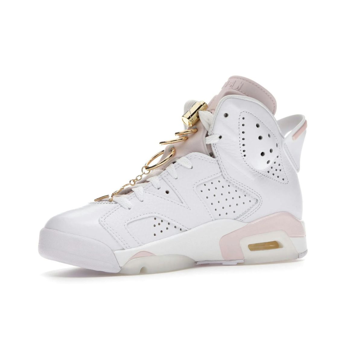 Jordan 6 Retro Gold Hoops - Premium Retro Basketball Sneakers - White / Metallic Gold