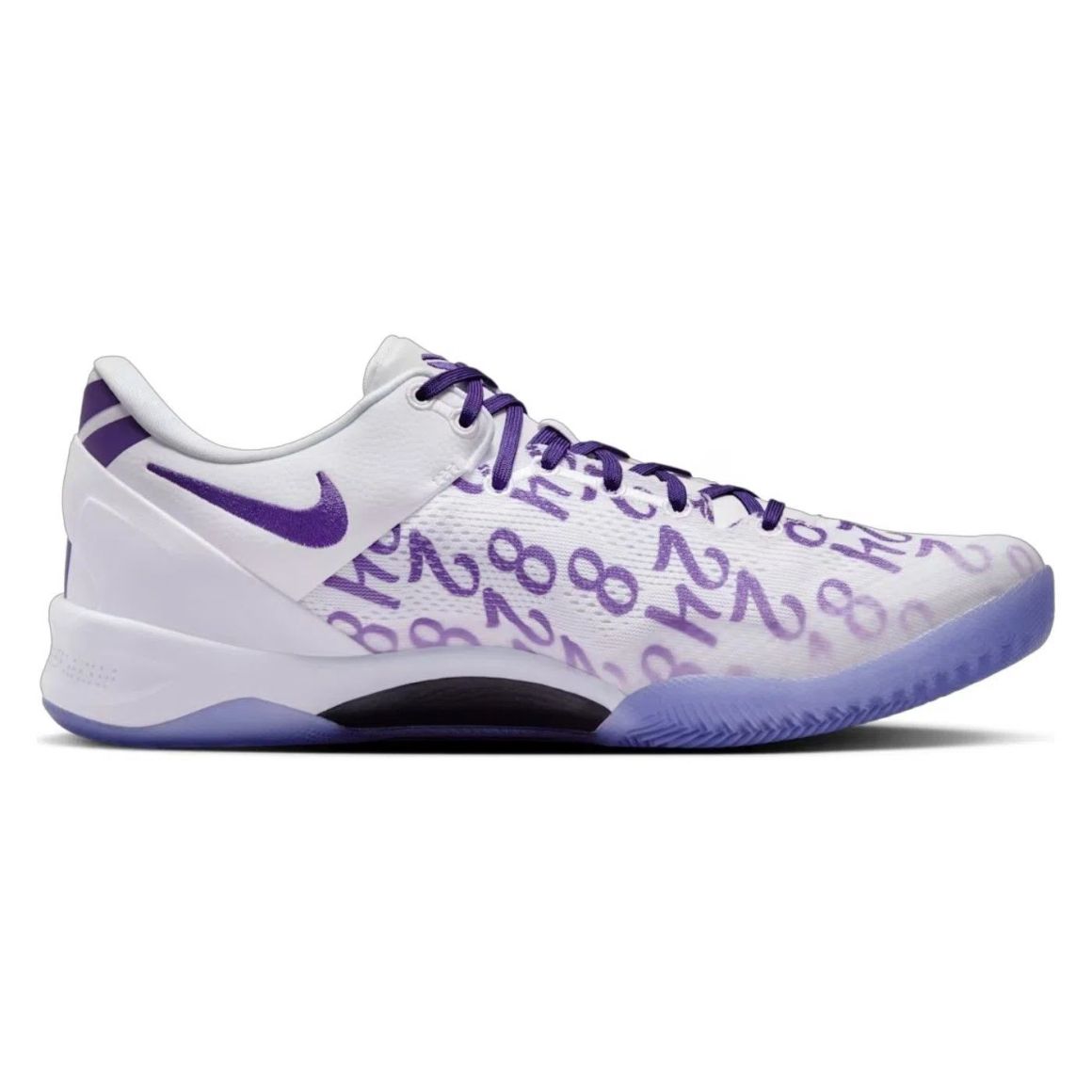 Kobe 8 Protro Low Top Basketball Sneakers - White/Court Purple
