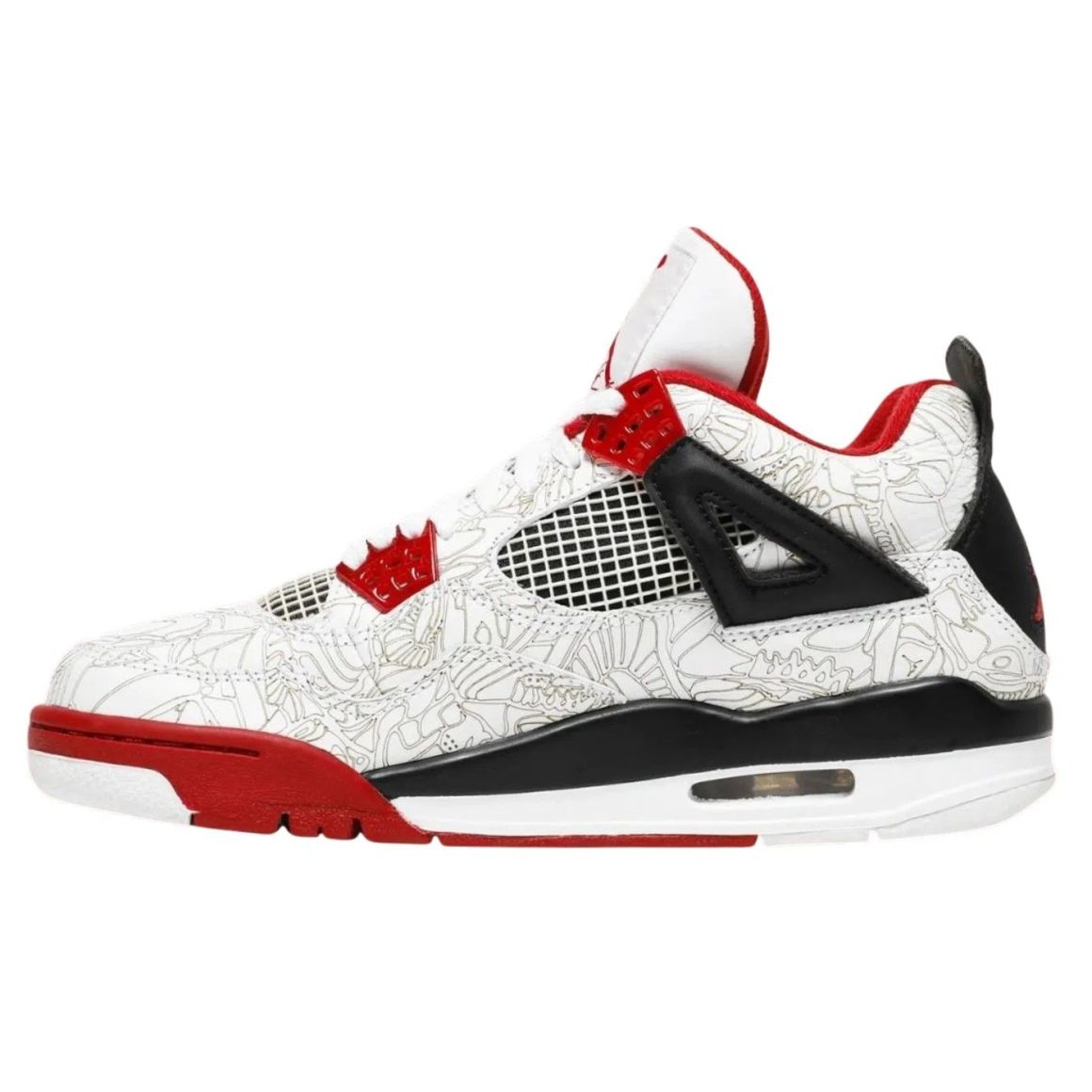 Air Jordan 4 Laser Basketball Sneakers - White/Multi-Color