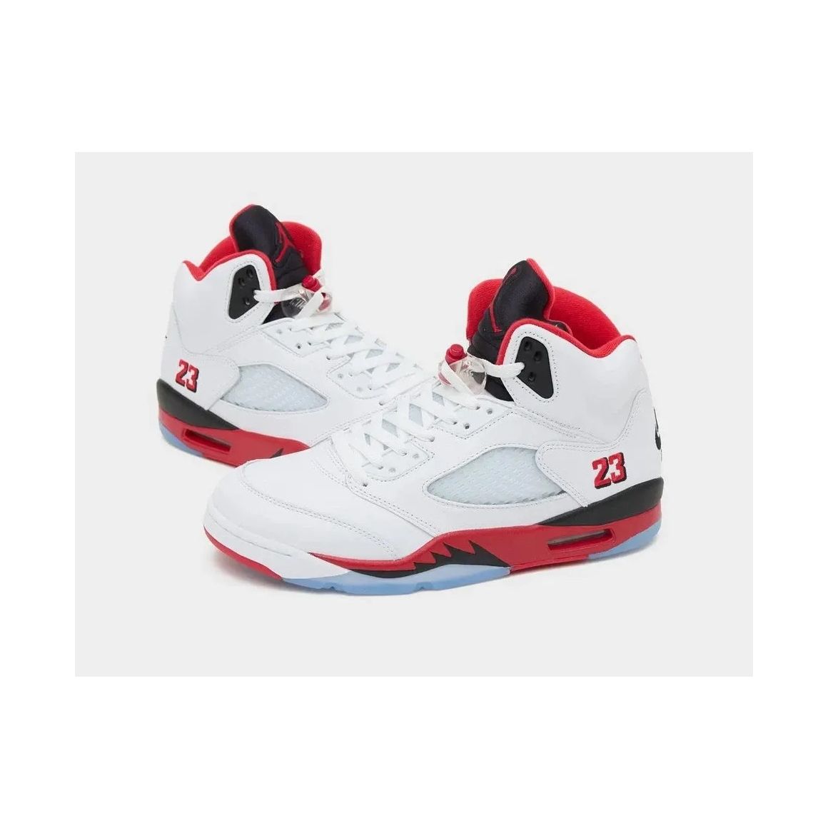 Air Jordan 5 Retro "Fire Red Black Tongue" - Classic Heritage High-Top Model - White/Fire Red