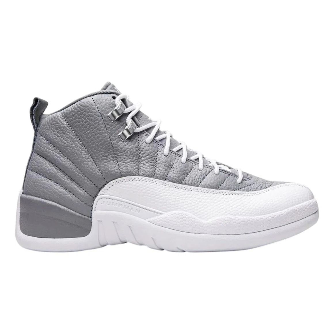 Air Jordan 12 Retro Stealth Mid Top Basketball Sneakers - Grey/White