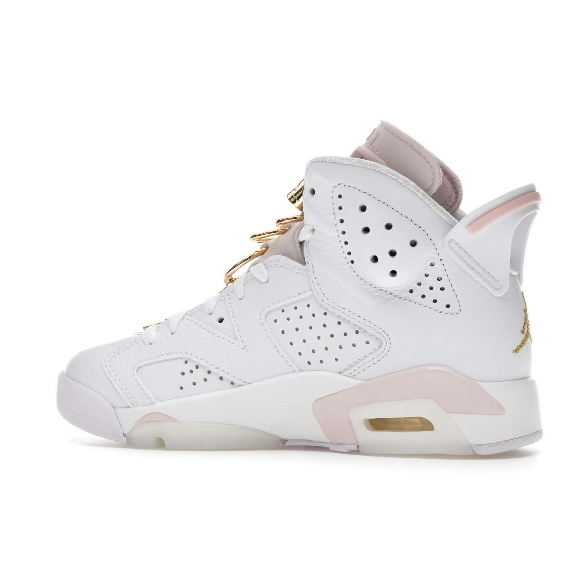 Jordan 6 Retro Gold Hoops - Premium Retro Basketball Sneakers - White / Metallic Gold