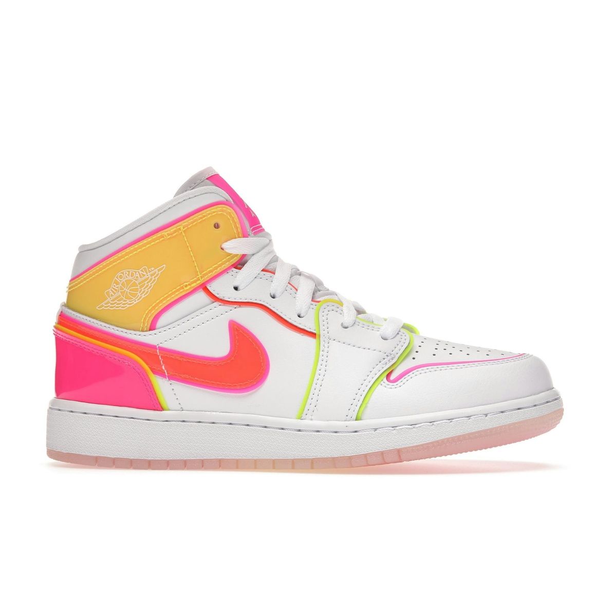 Jordan 1 Mid Edge Glow (GS) White Hyper Crimson Pink Blast CV4611-100