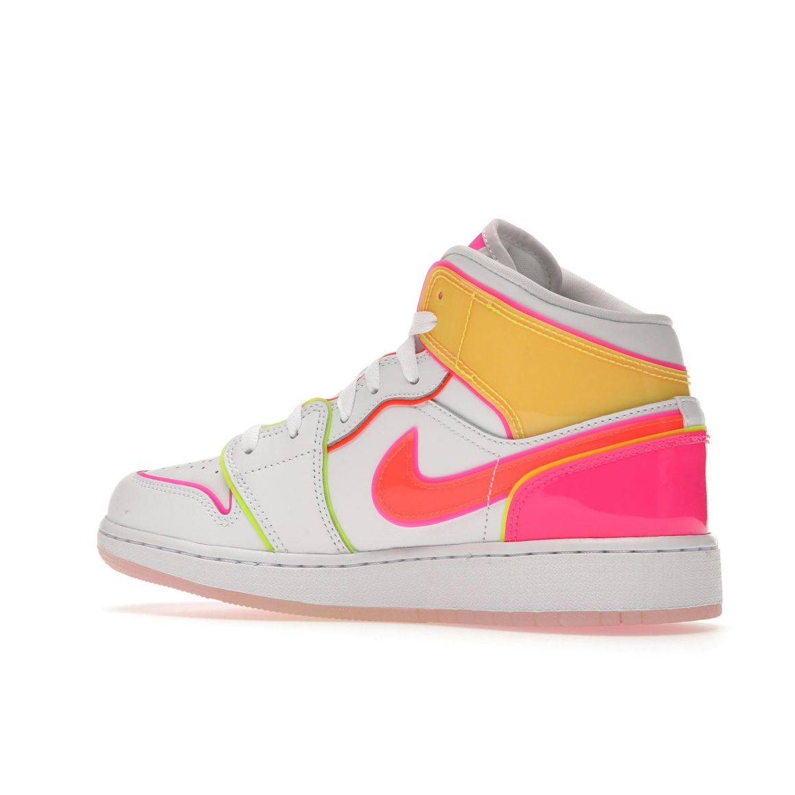 Jordan 1 Mid Edge Glow (GS) White Hyper Crimson Pink Blast CV4611-100