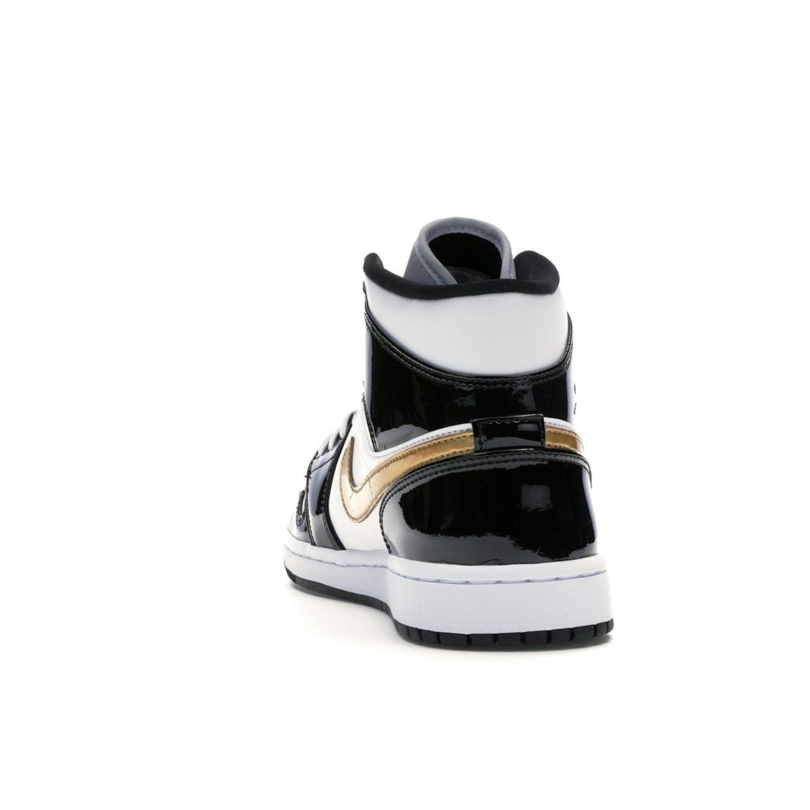 Jordan 1 Mid Patent Black White Gold Sneakers 852542-007