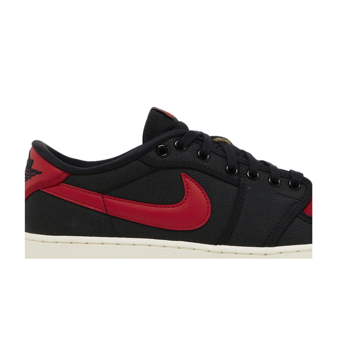 Jordan 1 Retro AJKO Low Bred Sneakers – DX4981-006 – Black/Varsity Red/White – Canvas