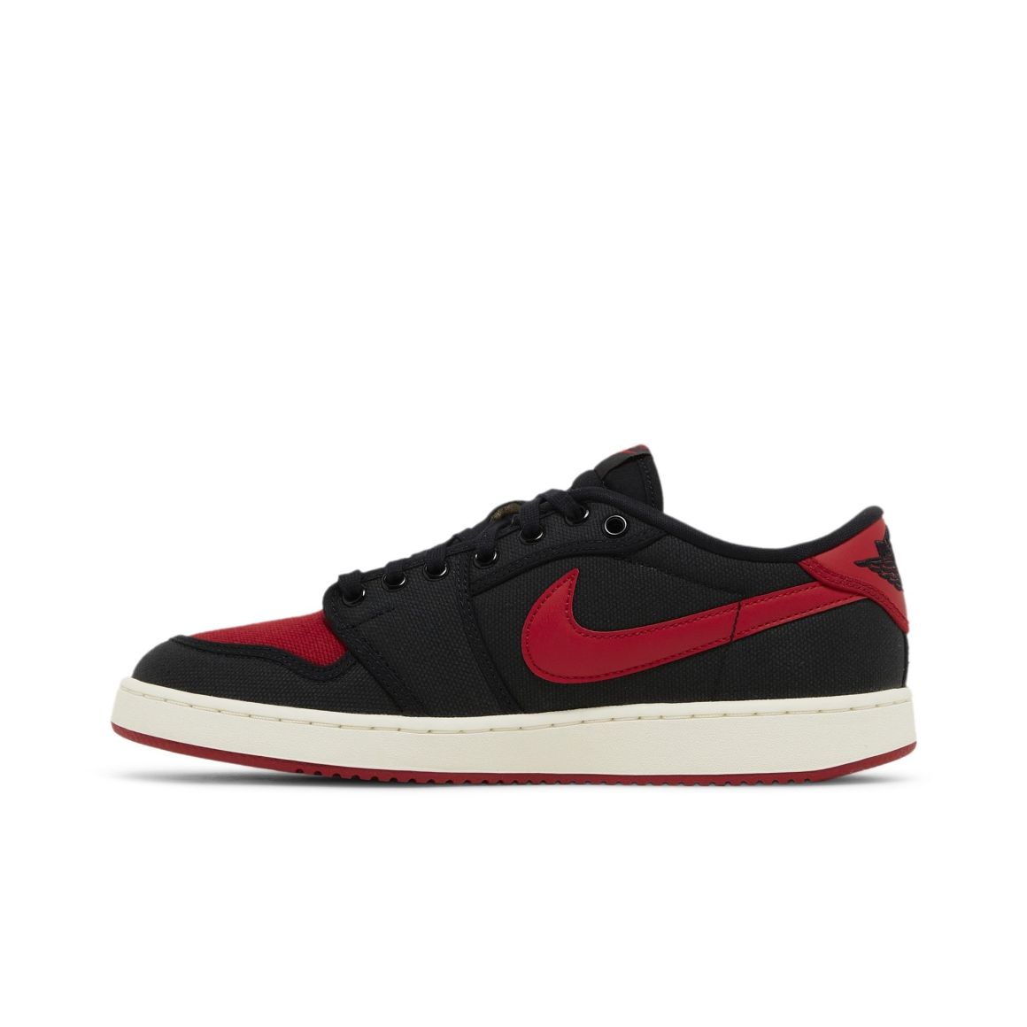 Jordan 1 Retro AJKO Low Bred Sneakers – DX4981-006 – Black/Varsity Red/White – Canvas