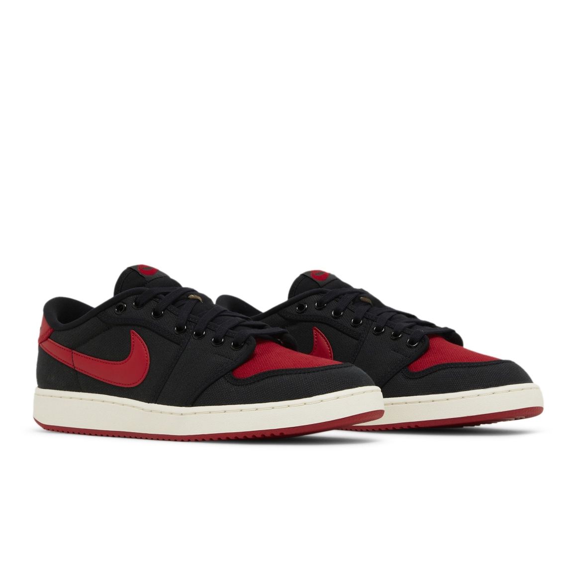 Jordan 1 Retro AJKO Low Bred Sneakers – DX4981-006 – Black/Varsity Red/White – Canvas