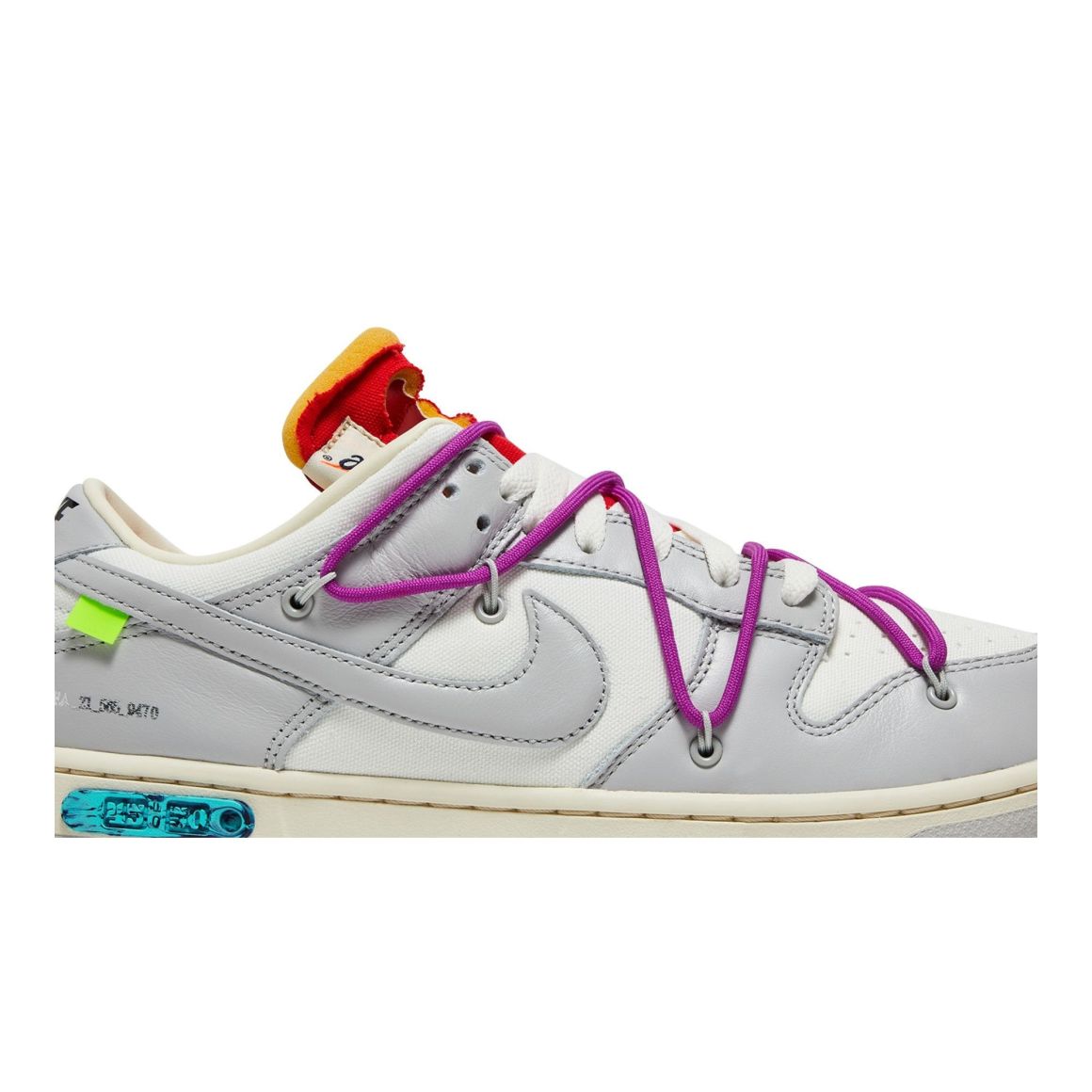 Dunk Low Off-White Lot 45 – DM1602-101 – Sail/Neutral Grey/Magenta – Leather/Canvas/Suede Sneakers