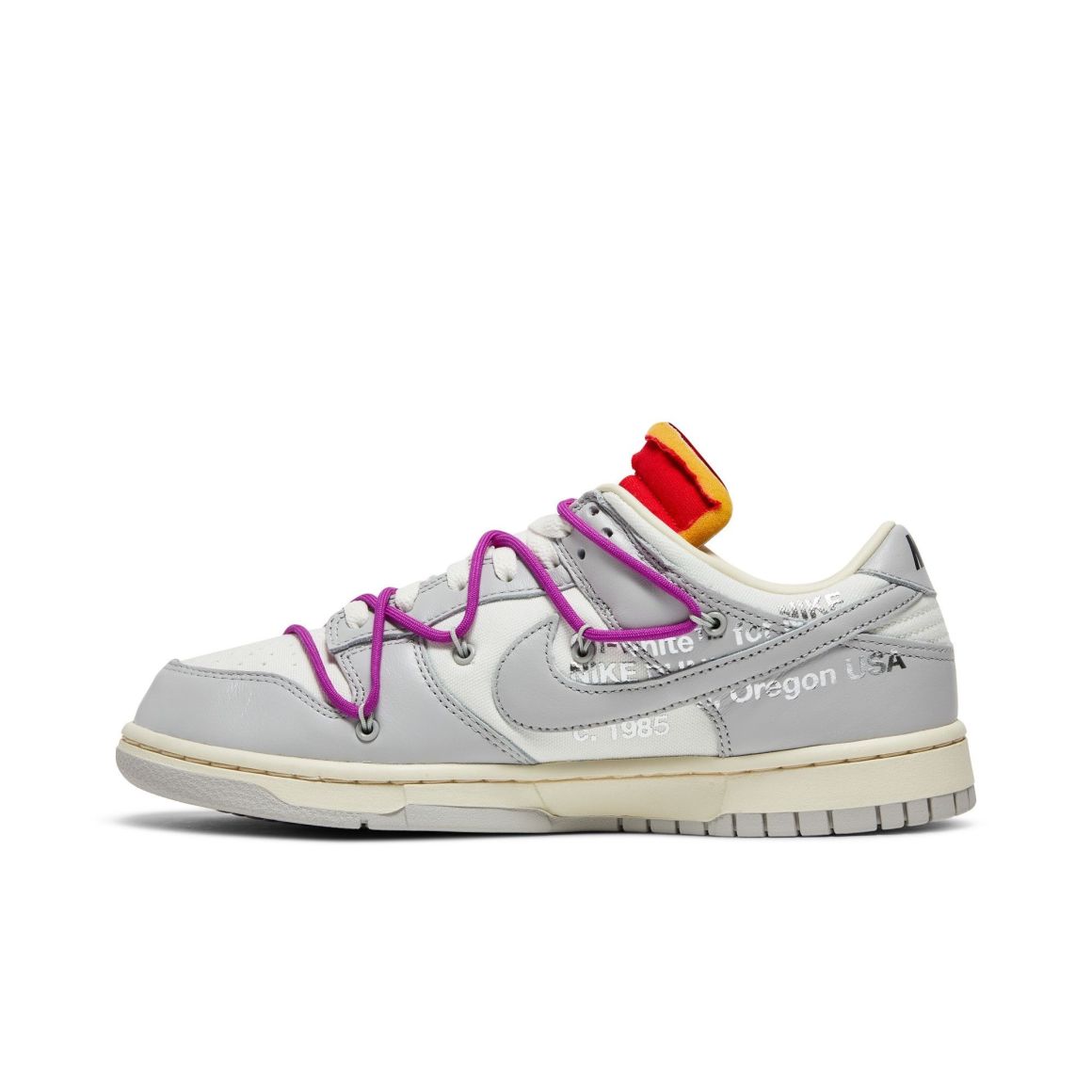 Dunk Low Off-White Lot 45 – DM1602-101 – Sail/Neutral Grey/Magenta – Leather/Canvas/Suede Sneakers