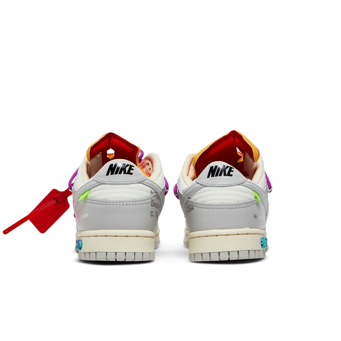 Dunk Low Off-White Lot 45 – DM1602-101 – Sail/Neutral Grey/Magenta – Leather/Canvas/Suede Sneakers