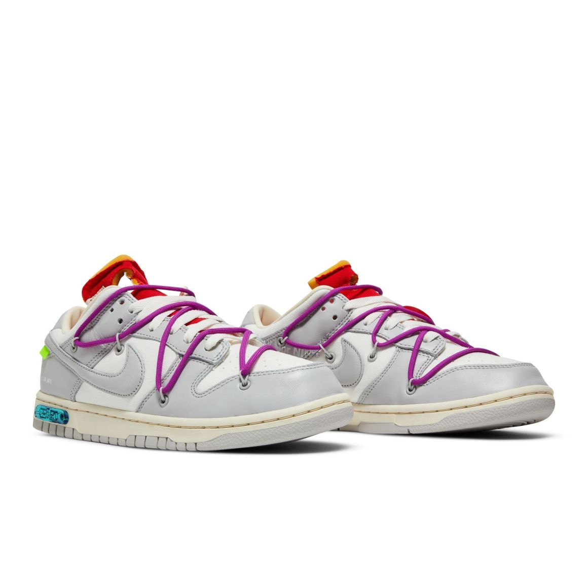 Dunk Low Off-White Lot 45 – DM1602-101 – Sail/Neutral Grey/Magenta – Leather/Canvas/Suede Sneakers