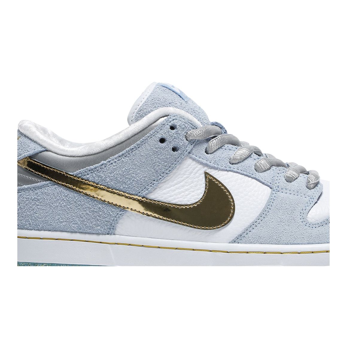 SB Dunk Low Sean Cliver (Special Box) – DC9936-100 – Ice Blue/White/Gold/Silver