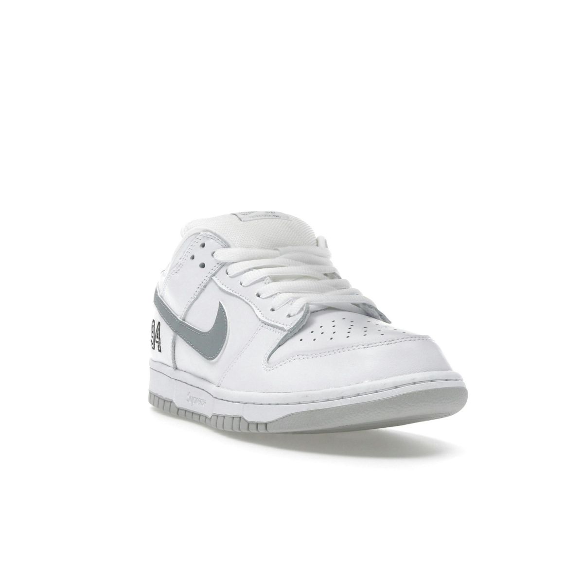 SB Dunk Low Supreme 94 White Metallic Silver Sneakers
