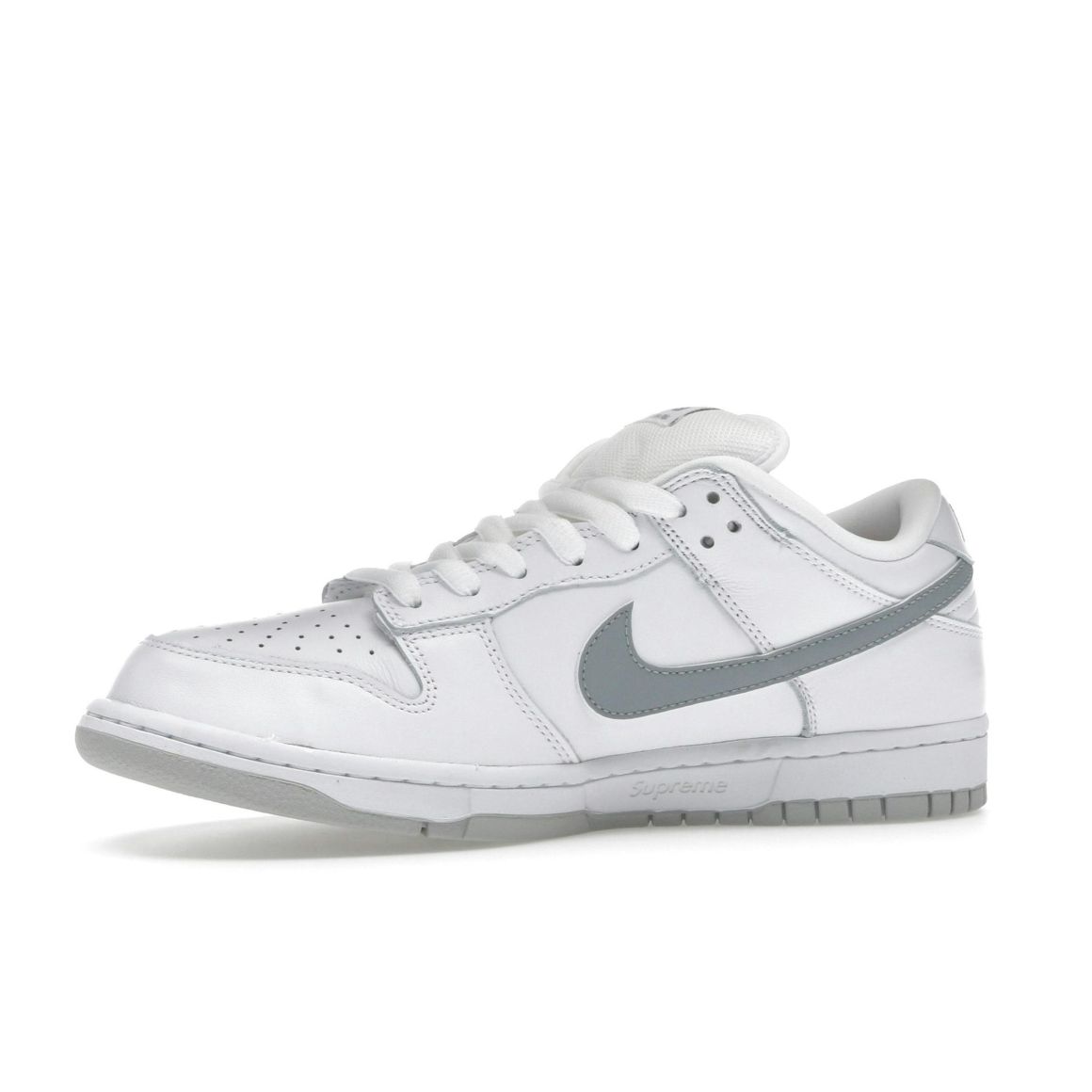 SB Dunk Low Supreme 94 White Metallic Silver Sneakers