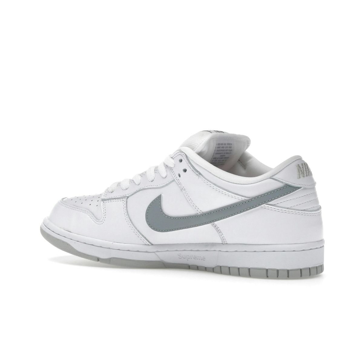 SB Dunk Low Supreme 94 White Metallic Silver Sneakers