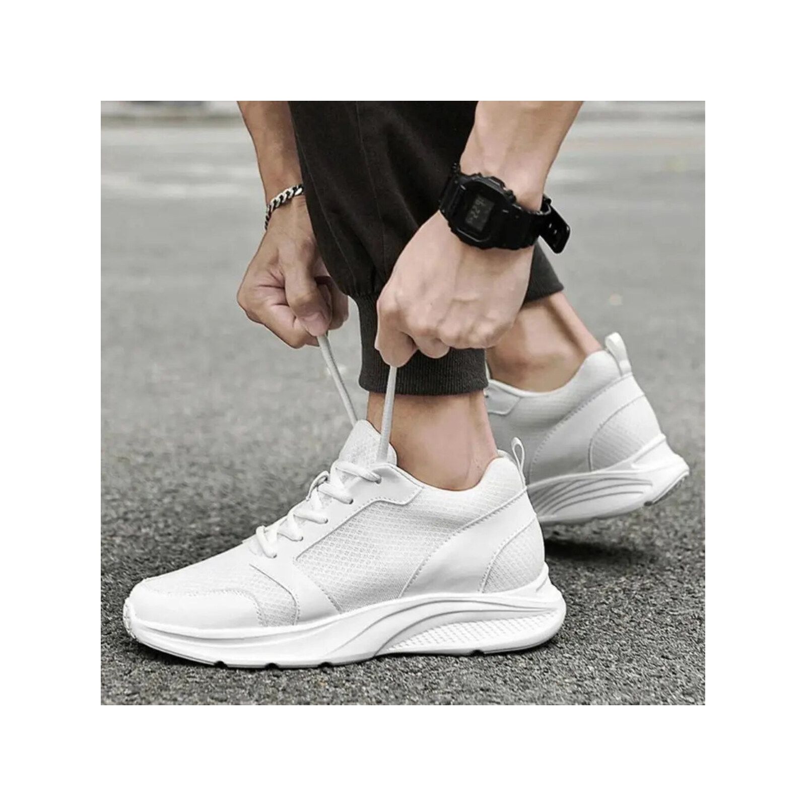 Rapid Flex - 8cm (3") – Men's Elevator Shoes (Height Increasing, Hidden Lift) – White