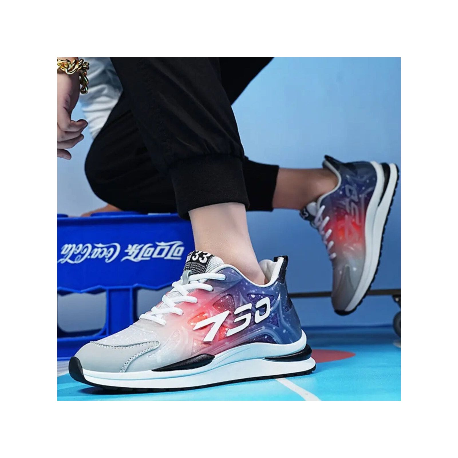 Lumi 750 - 8cm (3") – Men's Elevator Shoes (Height Increasing, Hidden Lift) – Blue & Red