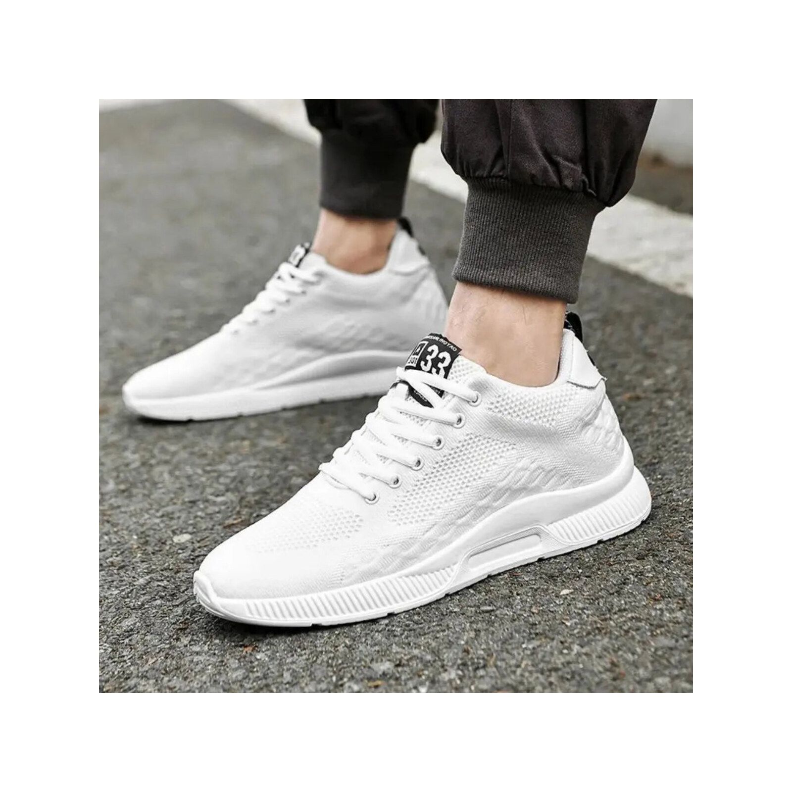 Stride 33 - 7cm (2.7") – Men's Elevator Shoes (Height Increasing, Hidden Lift) – White