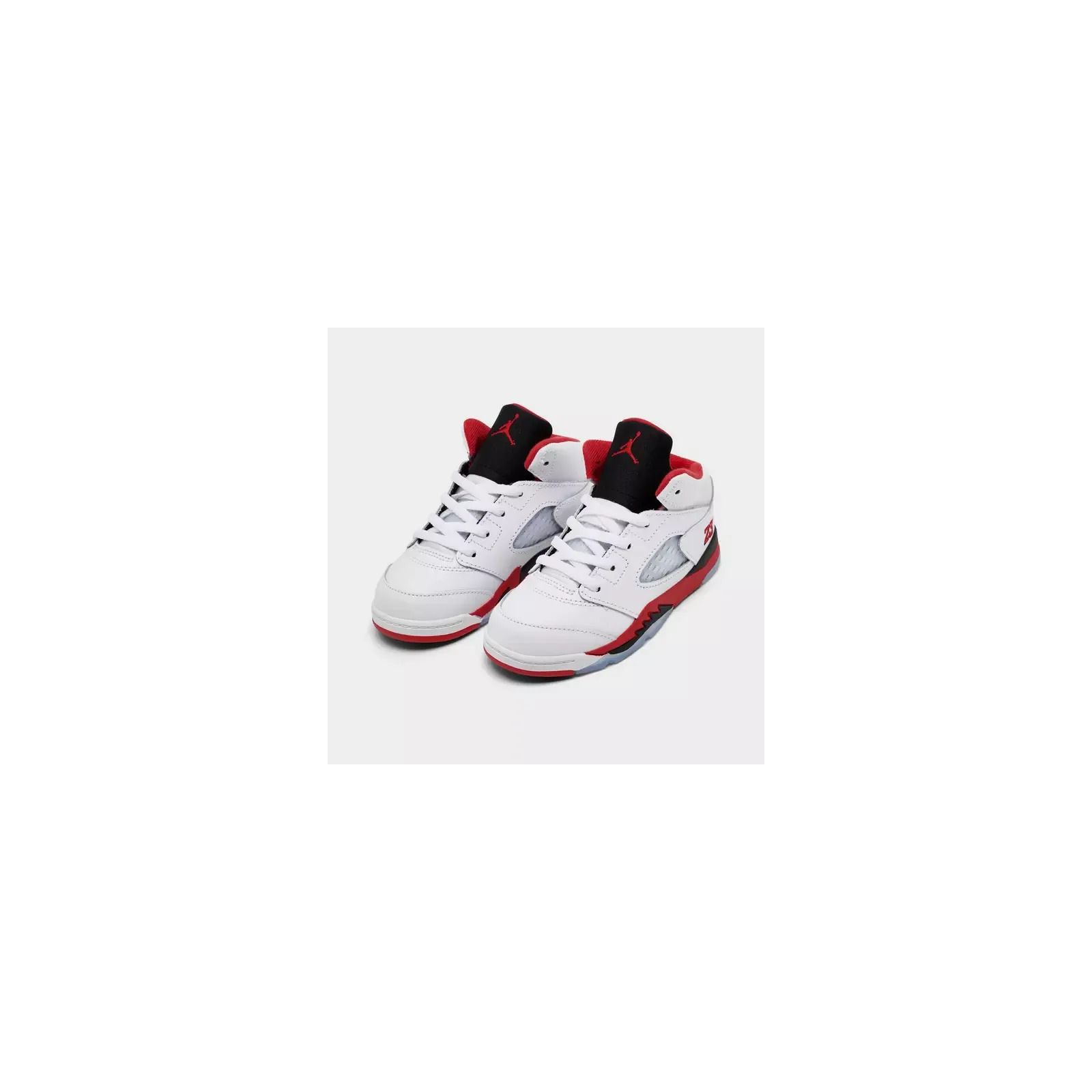 Air Jordan 5 Retro "Fire Red Black Tongue" - Classic Heritage High-Top Model - White/Fire Red