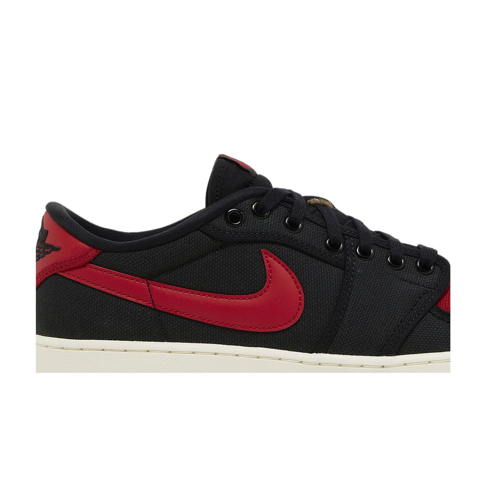 Jordan 1 Retro AJKO Low Bred Sneakers – DX4981-006 – Black/Varsity Red/White – Canvas
