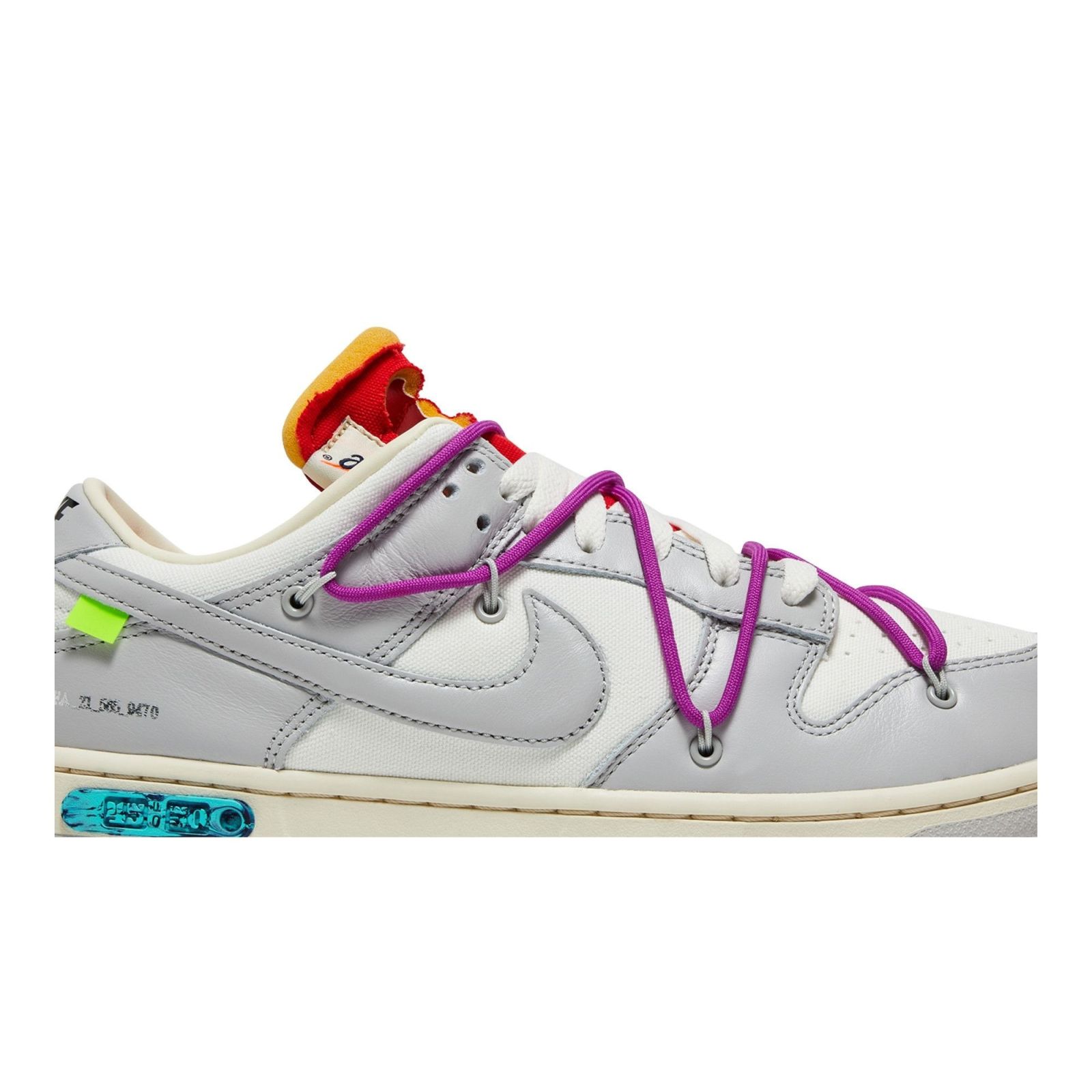 Dunk Low Off-White Lot 45 – DM1602-101 – Sail/Neutral Grey/Magenta – Leather/Canvas/Suede Sneakers