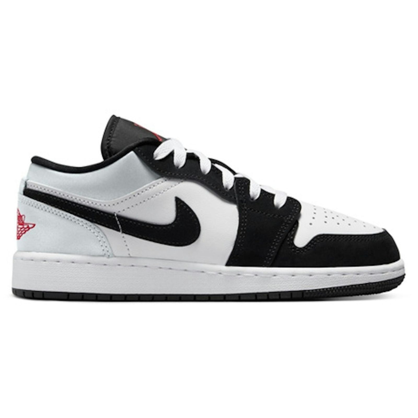 Jordan 1 Low SE Panda Toe (GS) White Black Red Kids Sneaker